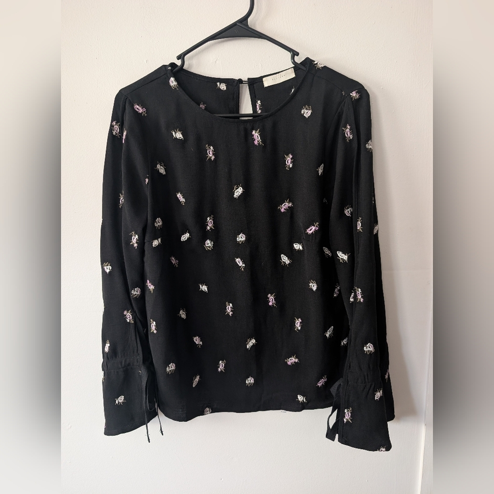 All:Row Women's Floral Embroidered Long Sleeve Blouse